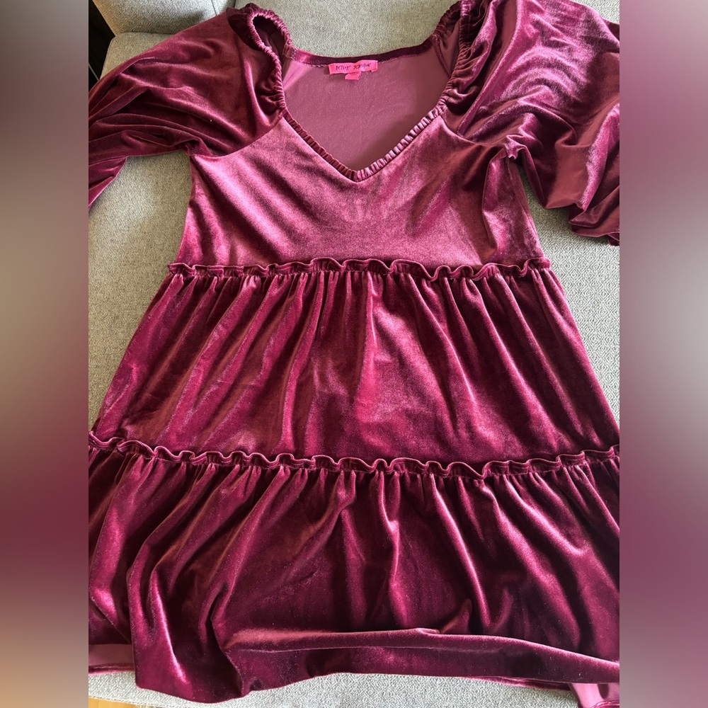 BETSEY JOHNSON TIERED VELVET DRESS